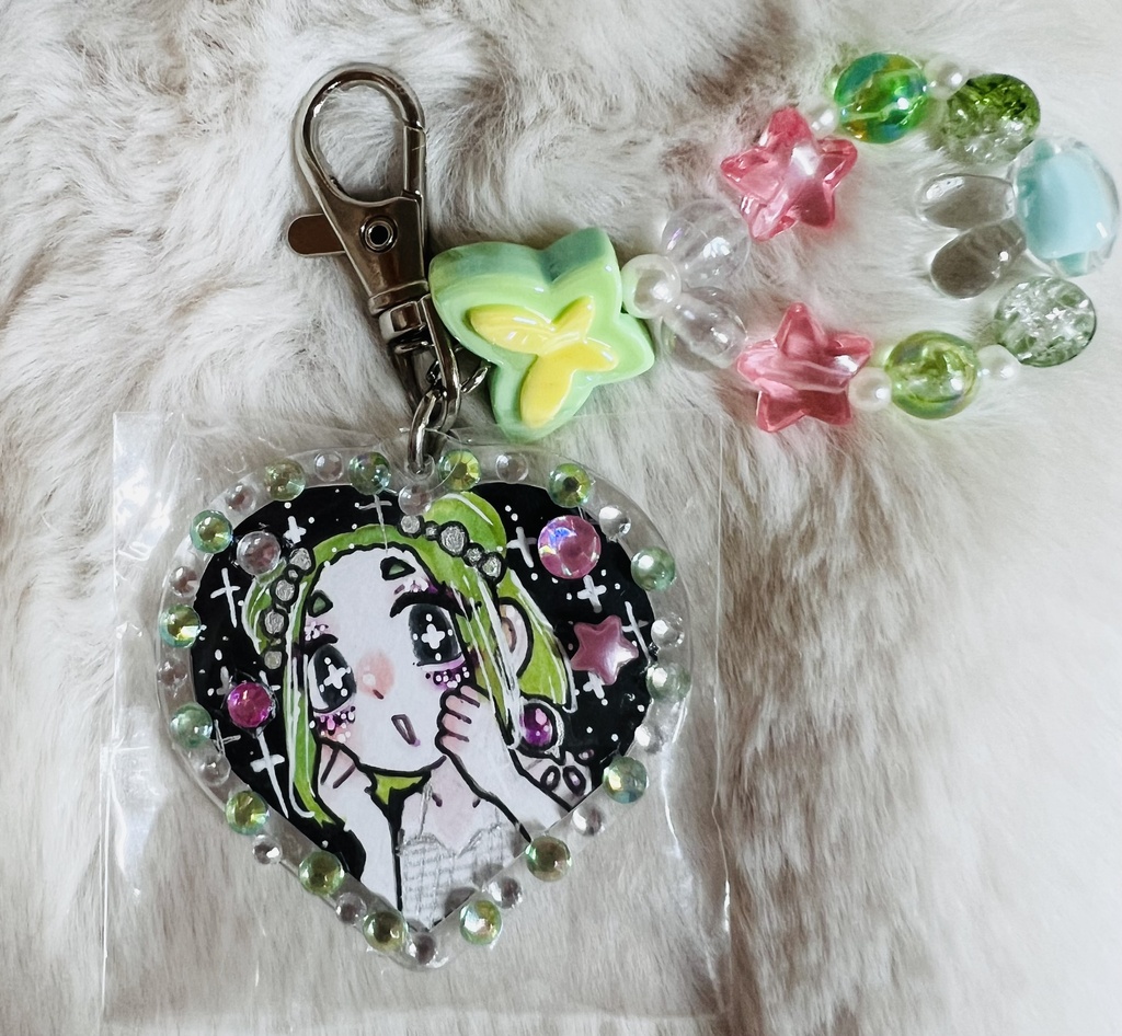 【一点もの】きらめきデコキーホルダー〈♥型〉