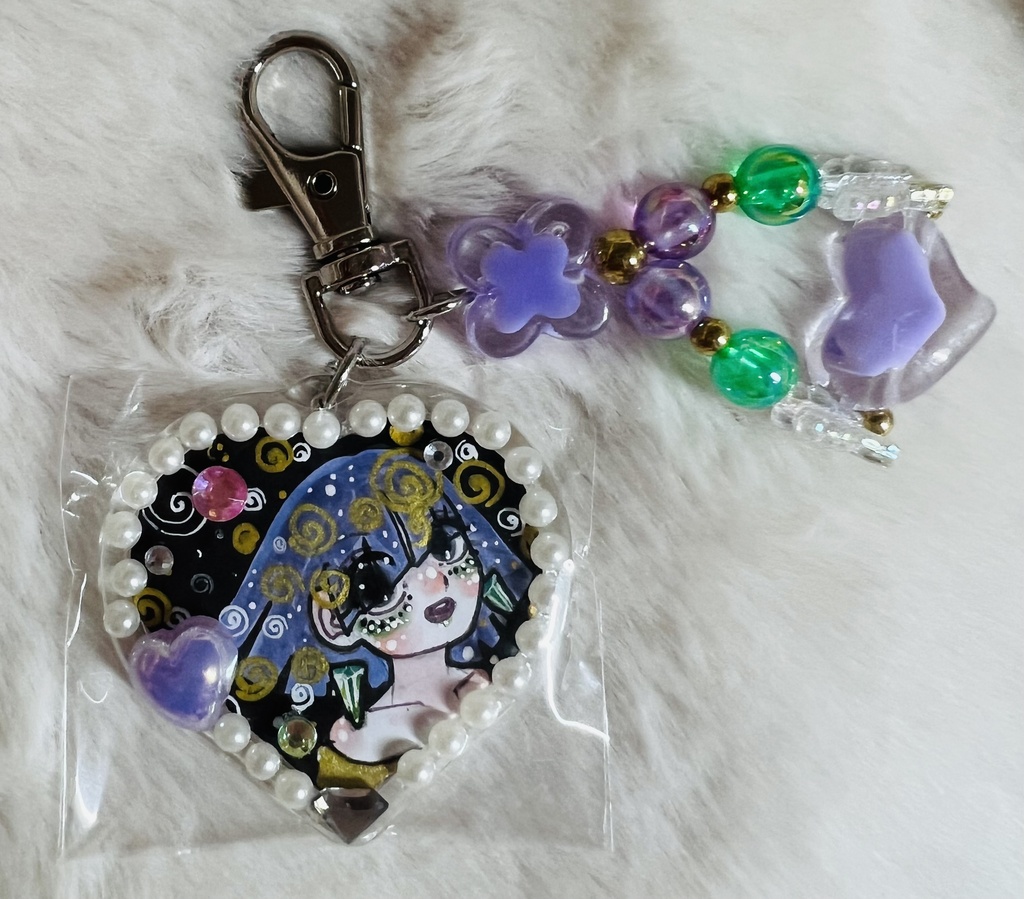 【一点もの】きらめきデコキーホルダー〈♥型〉