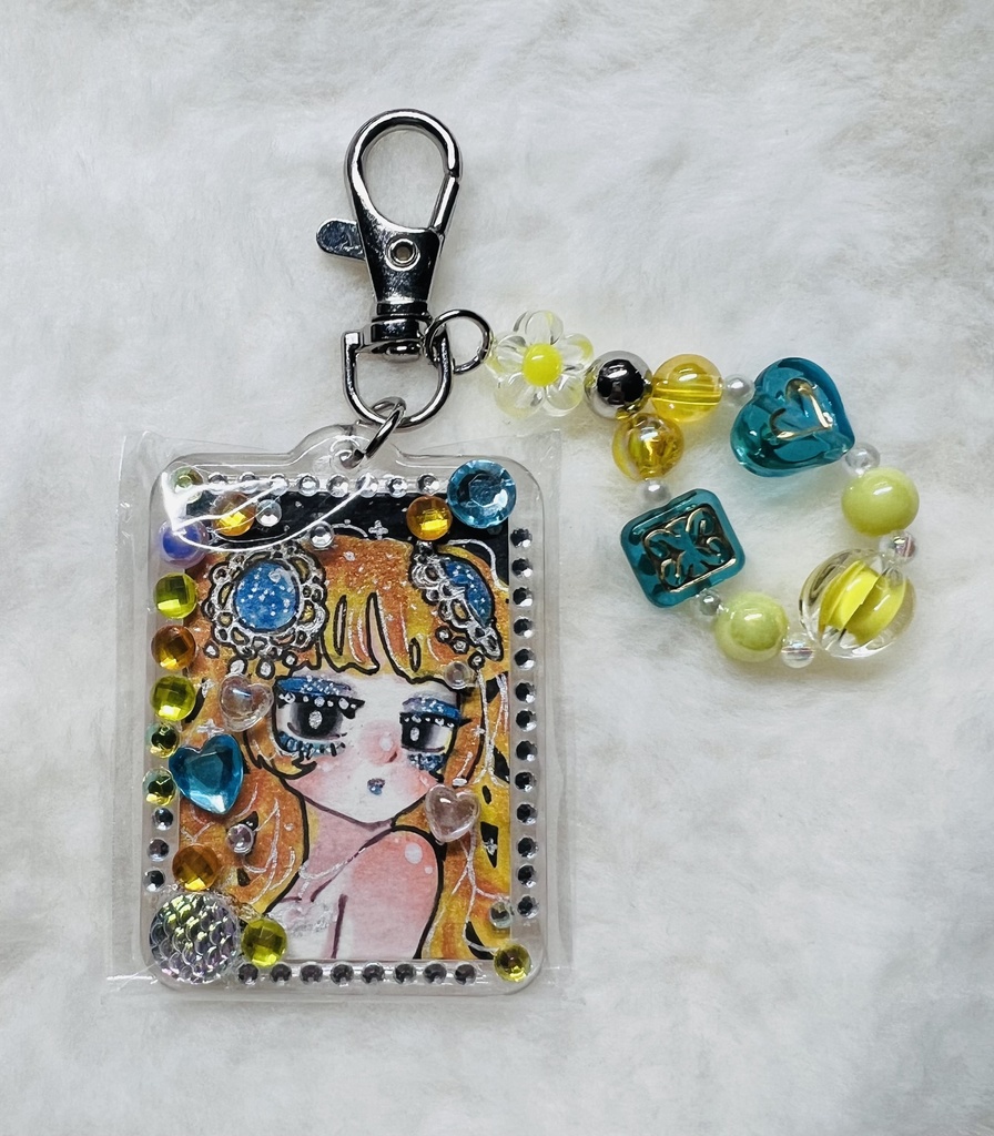 【全4種】長方形 原画キーホルダー(ビーズ付き)