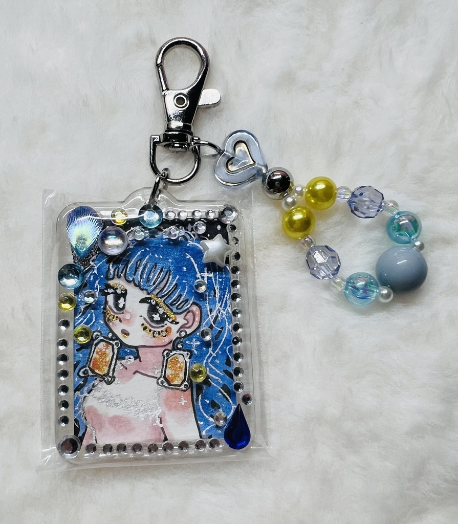 【全4種】長方形 原画キーホルダー(ビーズ付き)