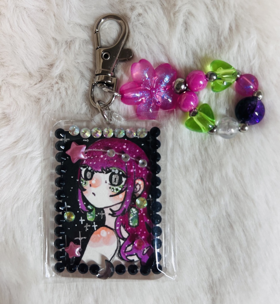【一点もの】きらめきデコキーホルダー〈□型〉