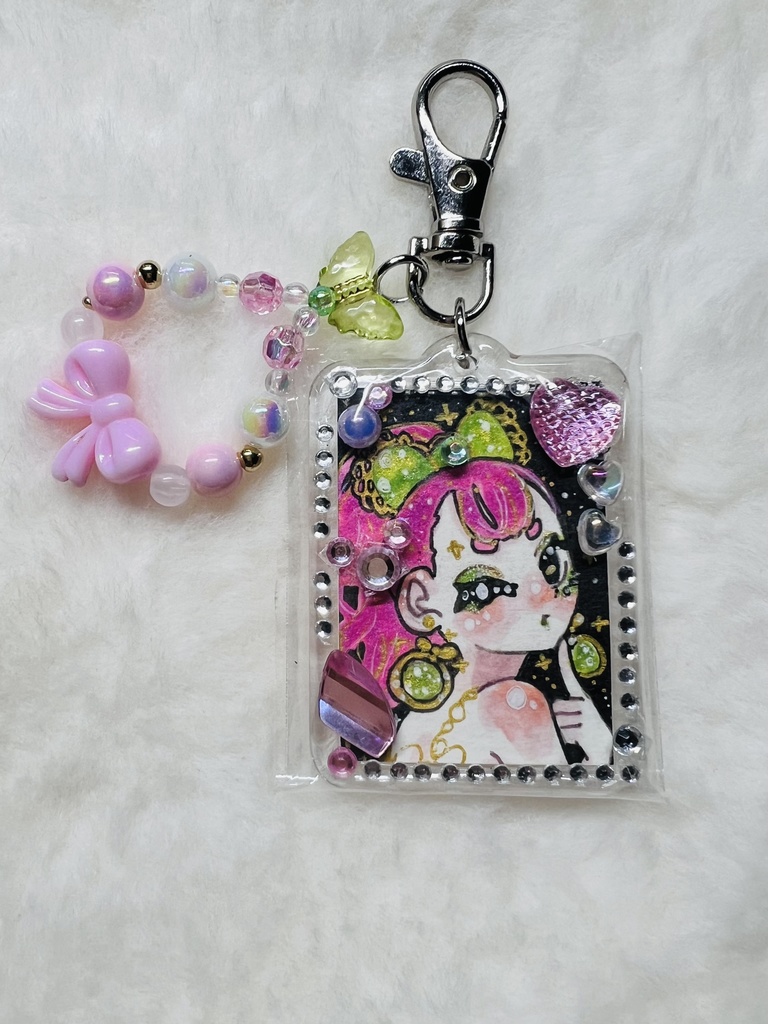 【全4種】長方形 原画キーホルダー(ビーズ付き)