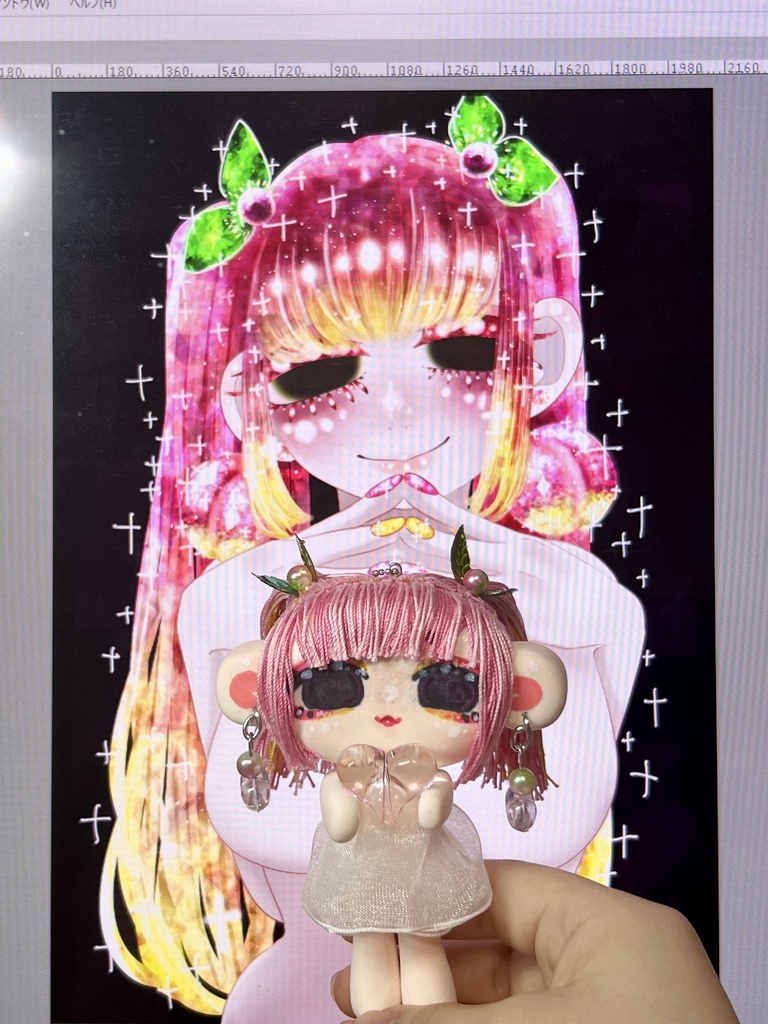 【一点物】ピーチムーンちゃん|こっちを見るおんな人形