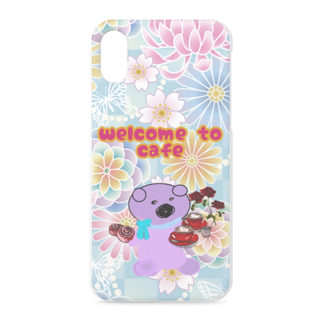 iphone case〜blue flower 和柄 ぶるぐるちゃん〜