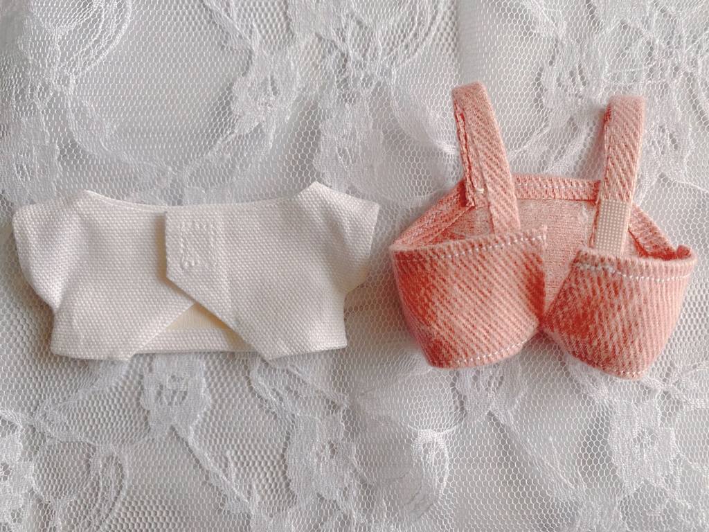 «ちびぐるみ用» Tシャツ&サロペットセット(しっぽ穴付き)