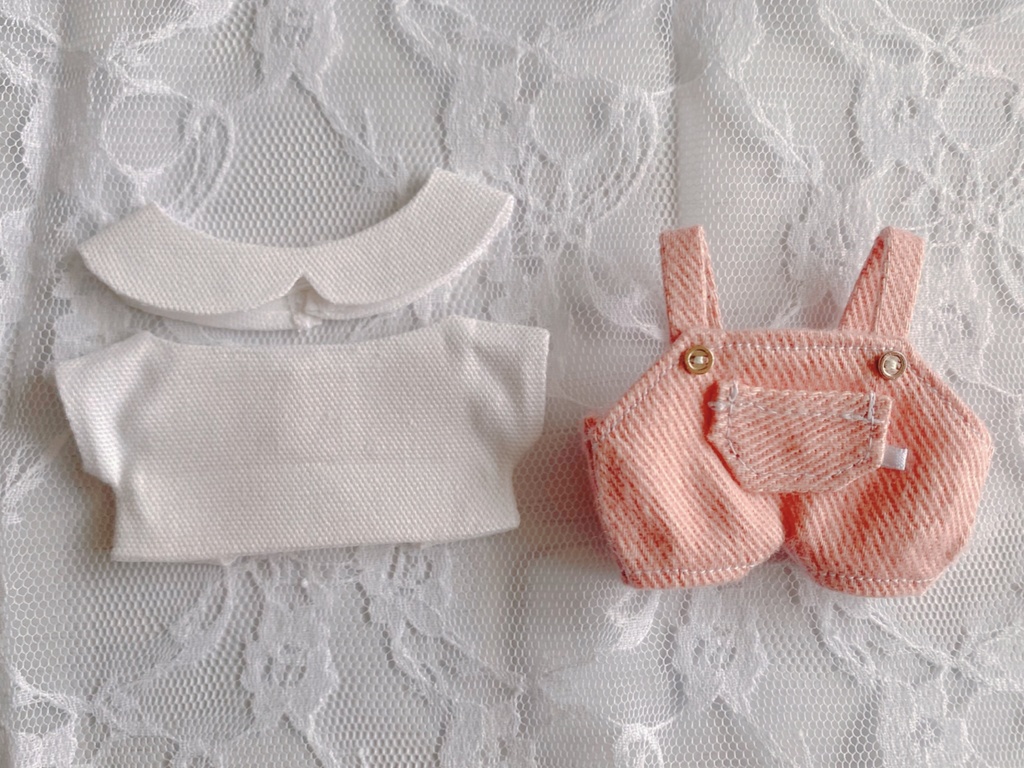«ちびぐるみ用» Tシャツ＆サロペットセット(しっぽ穴付き)