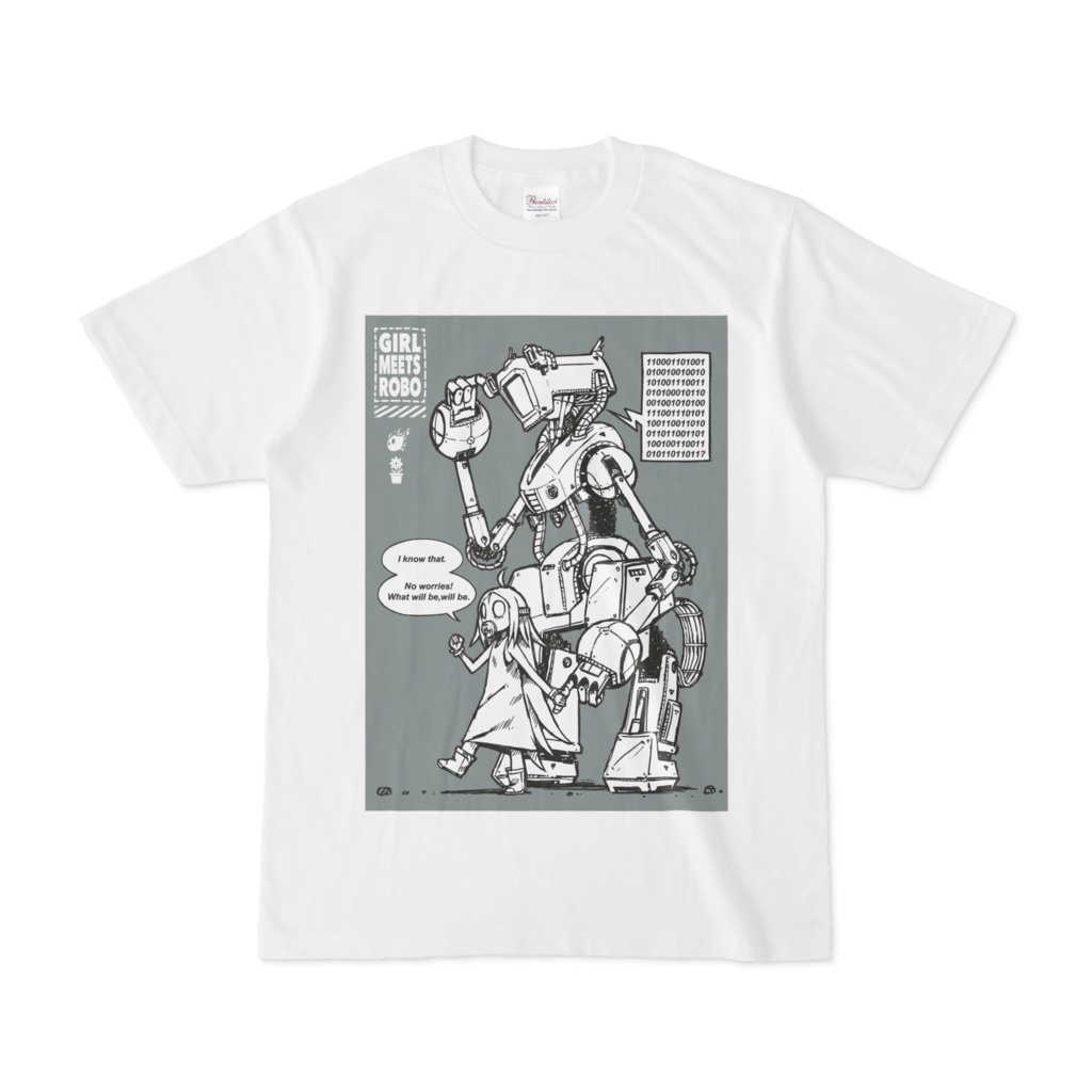 「GIRL MEETS ROBO」Tシャツ／グレー