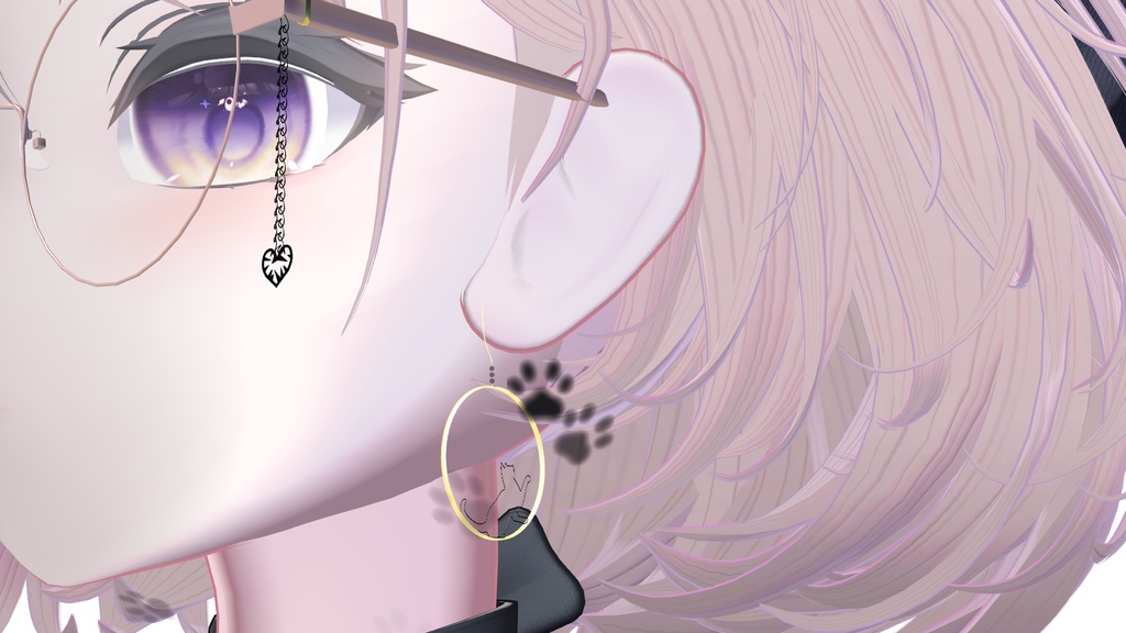 猫のピアス(肉球パーティクル)