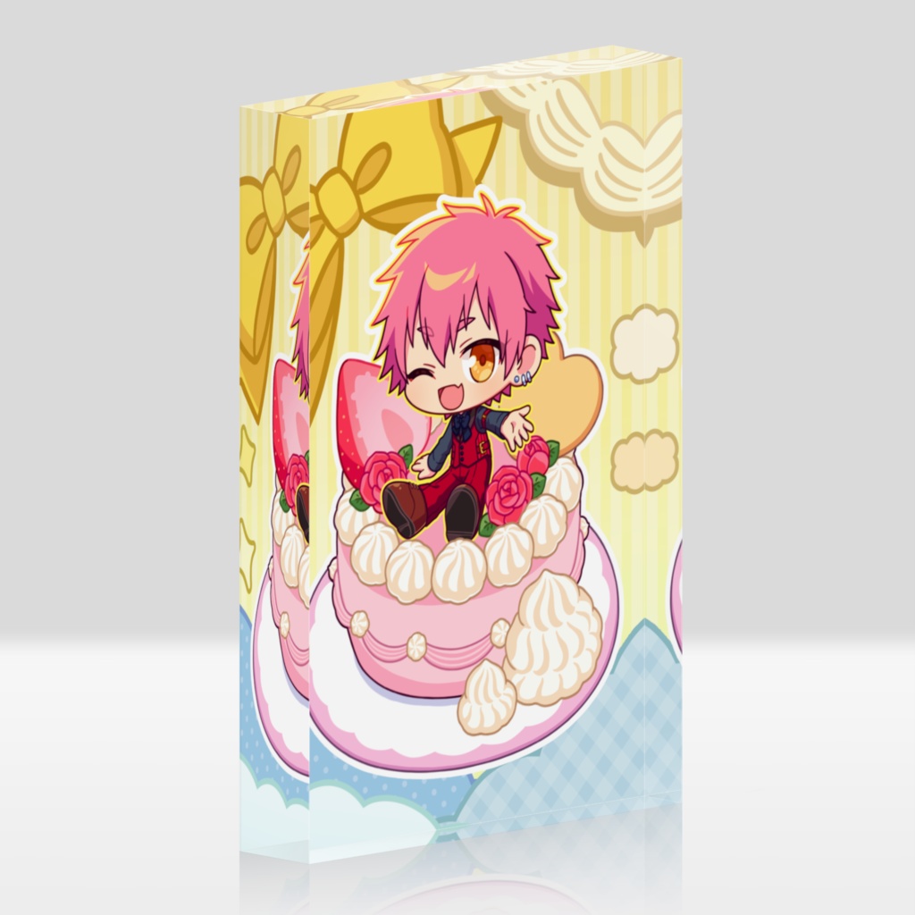 遊治とイチゴケーキ／アクリルブロック