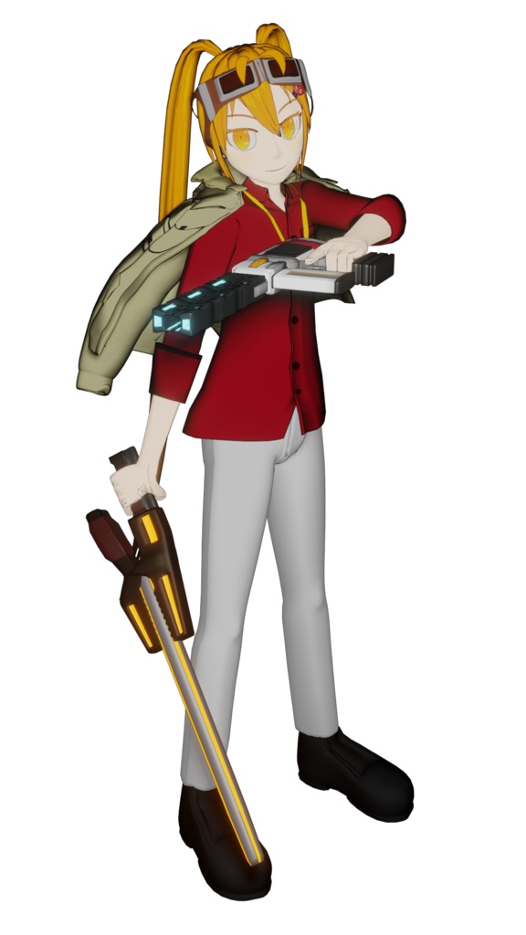 ネイルレイルガン.glbモデル(VMagicMirrorモーション付き)