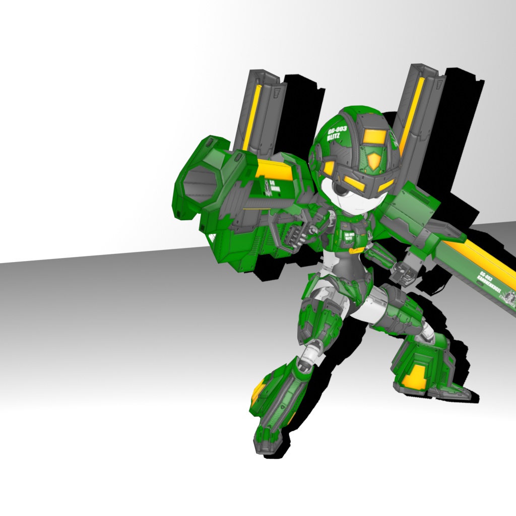 機械外装ショックギア『グリーンガンズ』【3Dアバター】【VRM&FBX】