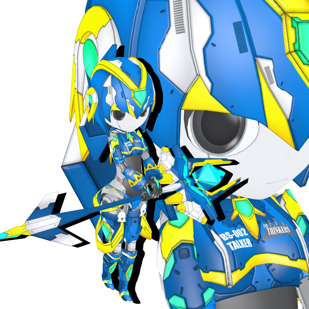 機械外装ショックギア『ブルーソーサラー』【3Dアバター】【VRM&FBX】