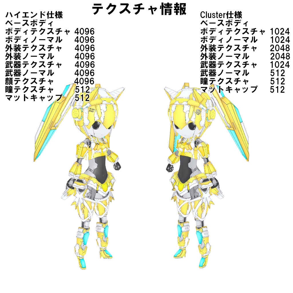 機械外装ショックギア『イエローシング』【3Dアバター】【VRM&FBX】