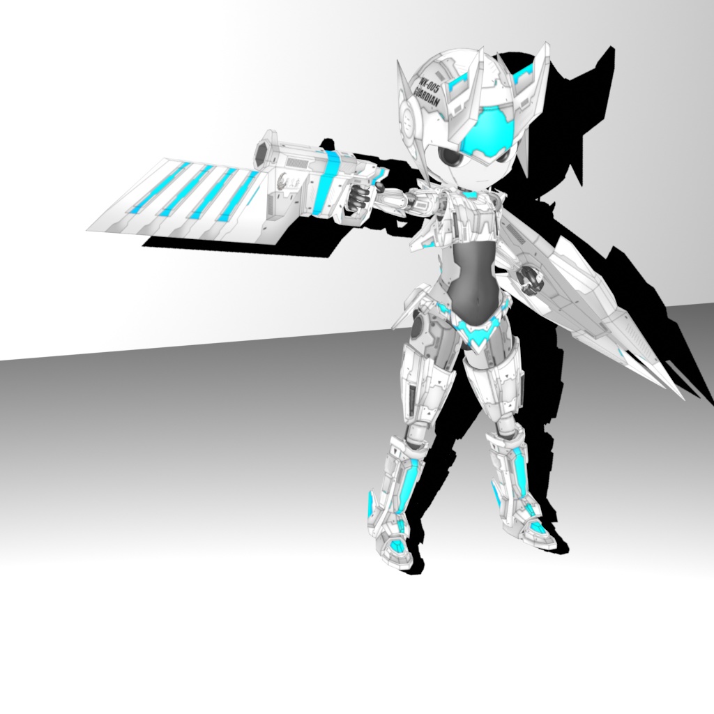 機械外装ショックギア『ホワイトナイト』【3Dアバター】【VRM&FBX】