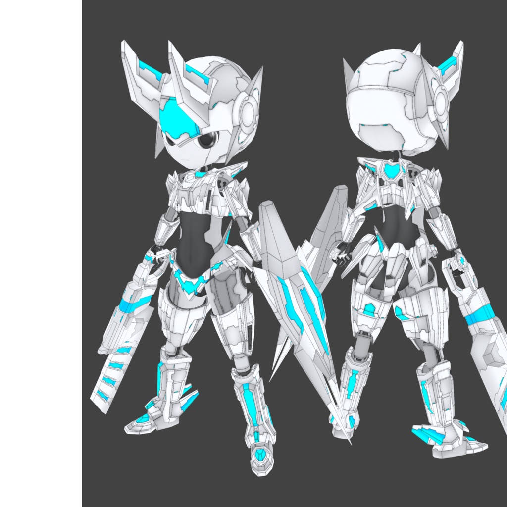 機械外装ショックギア『ホワイトナイト』【3Dアバター】【VRM&FBX】