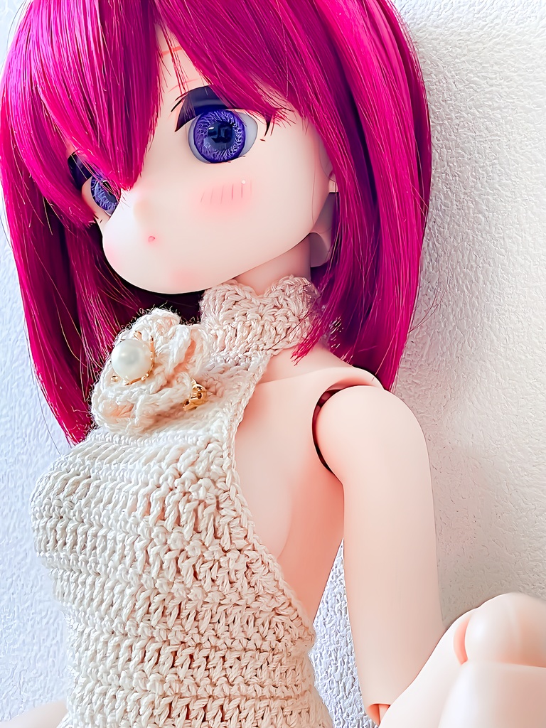 【受注は8/1〜8/14まで】かぎ針編みのホルターネックワンピース