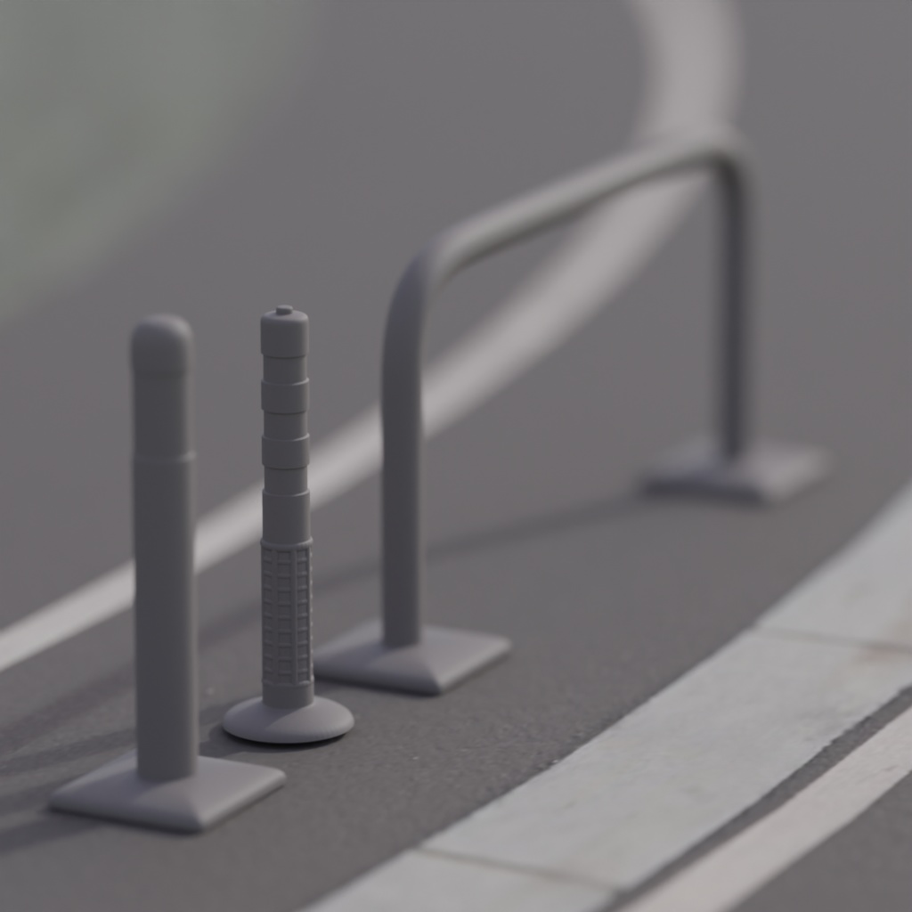 道路のポール3点セット