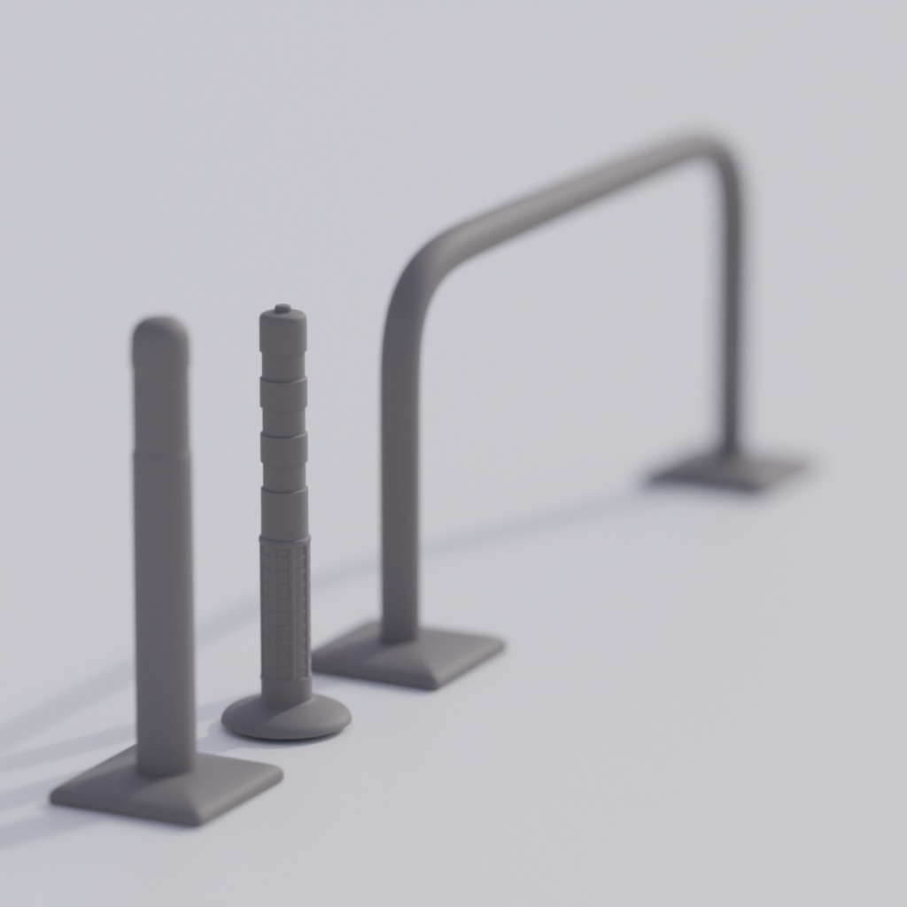 道路のポール3点セット