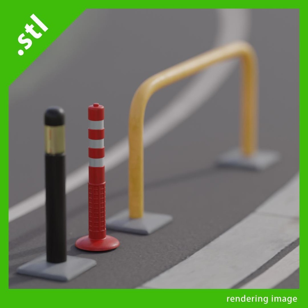 道路のポール3点セット