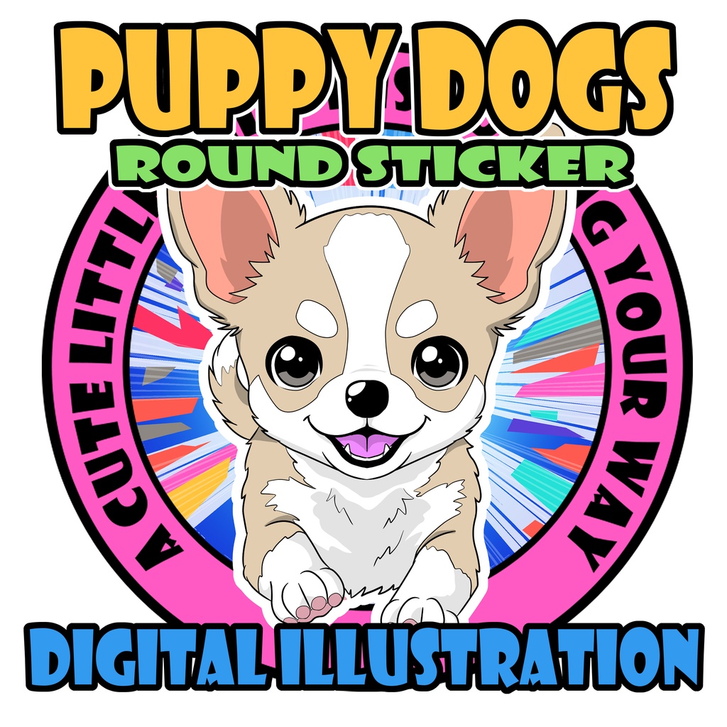 【デジタル素材データ】ワンコのサークルステッカー　Ver.チワワ