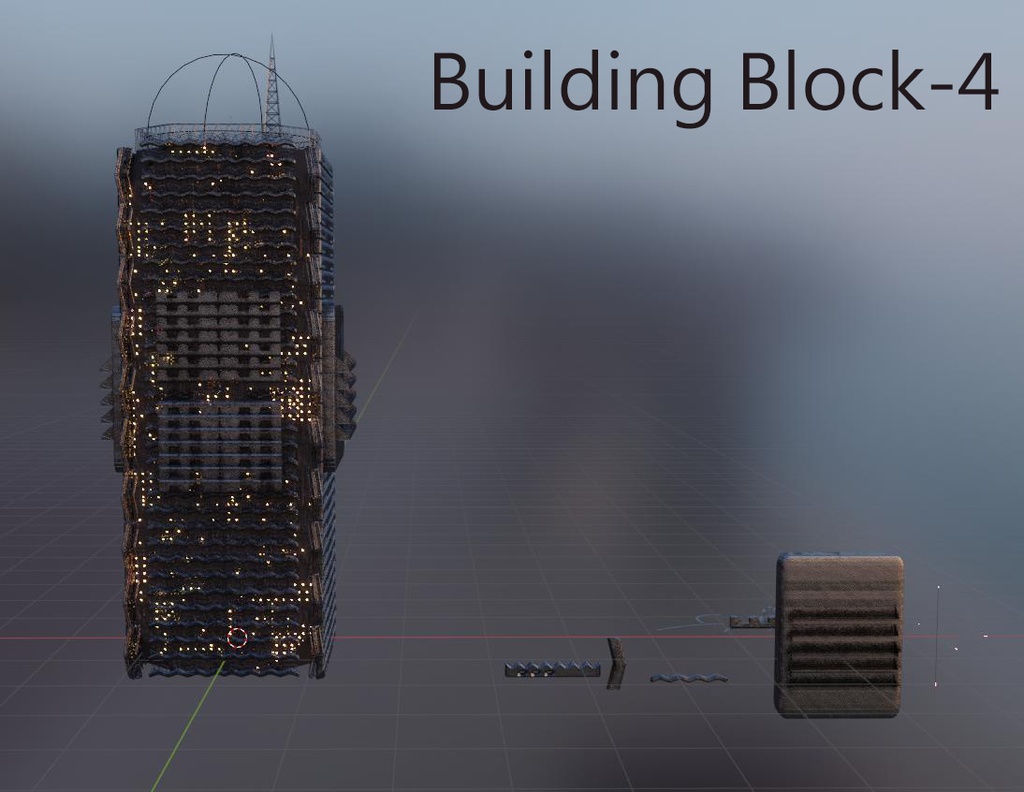 【3D Bledner2.8】Building Block ビル 建物 モデル