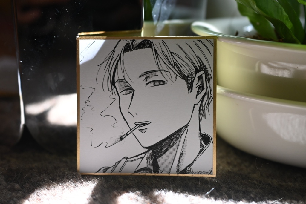 一次創作豆色紙　タバコを吸う男性