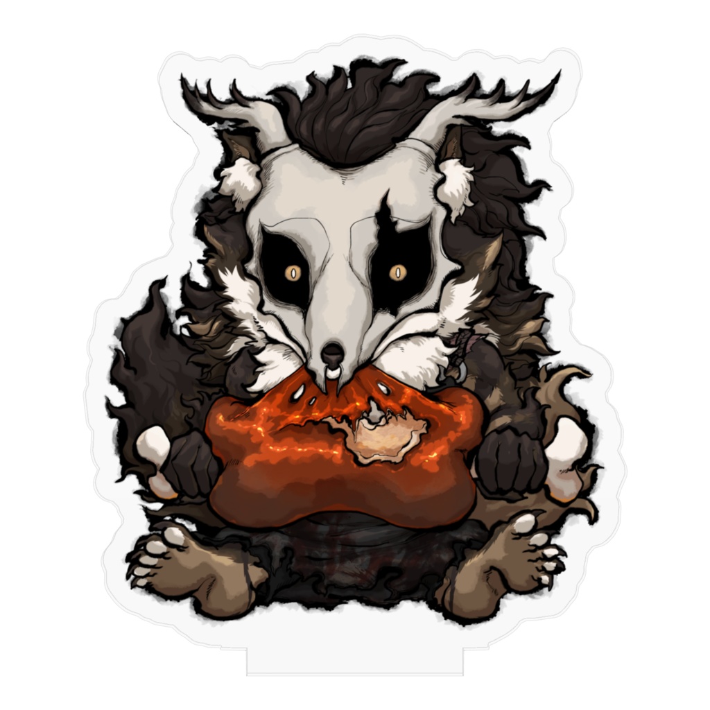 お肉もぐも……ジッと見る鹿金