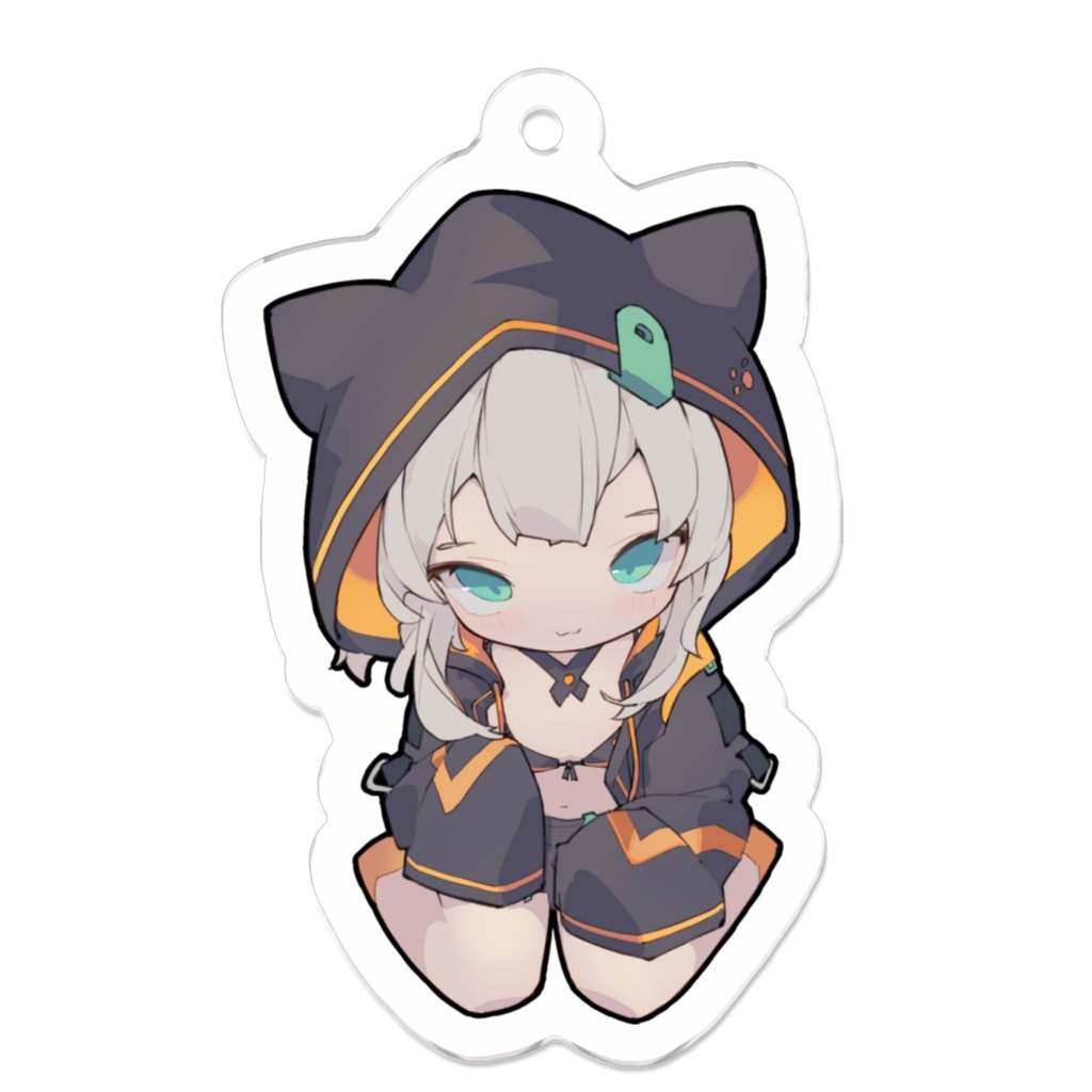 アクリルキーホルダー(コーティング) くろねこみみ