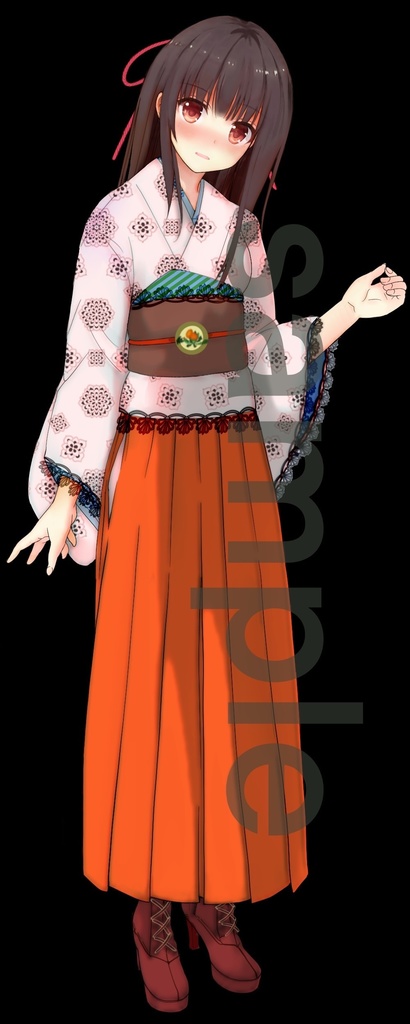 和装風衣装の少女立ち絵1、2、3【表情9種類】