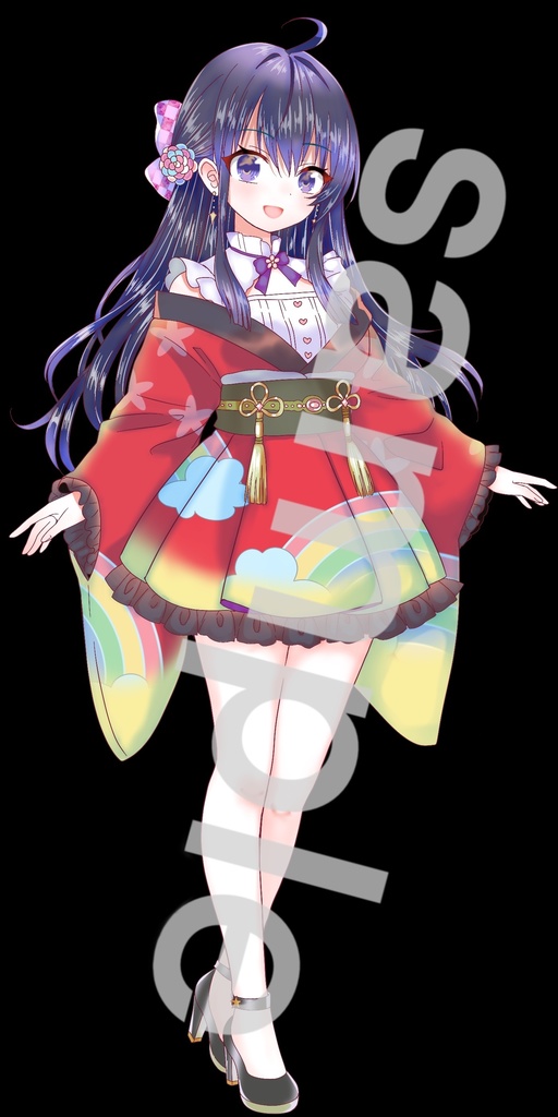 和装風衣装の女の子立ち絵14