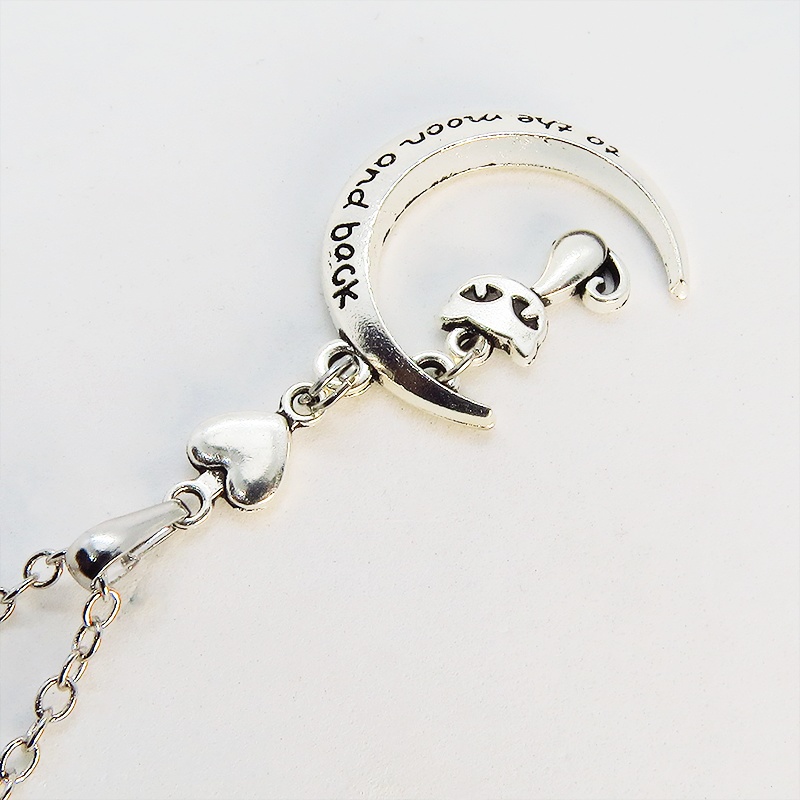 アンティークシルバー 三日月と猫の大人可愛いネックレス ゴシック ハート ムーンネックレス アジャスター付