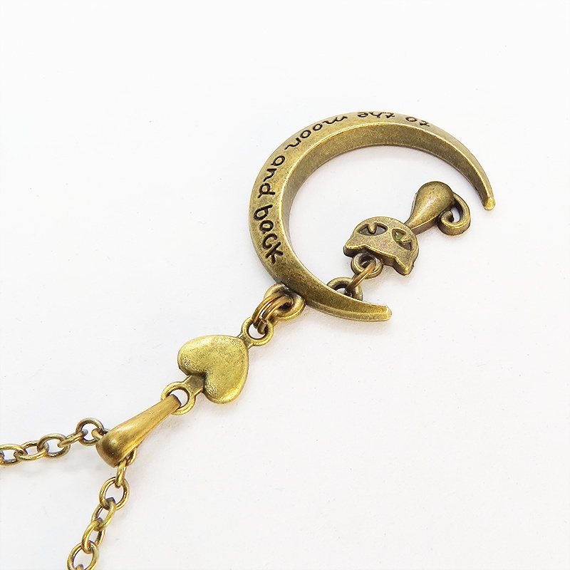 アンティークゴールド 三日月と猫の大人可愛いネックレス ゴシック ハート ムーンネックレス アジャスター付 長さ調整可