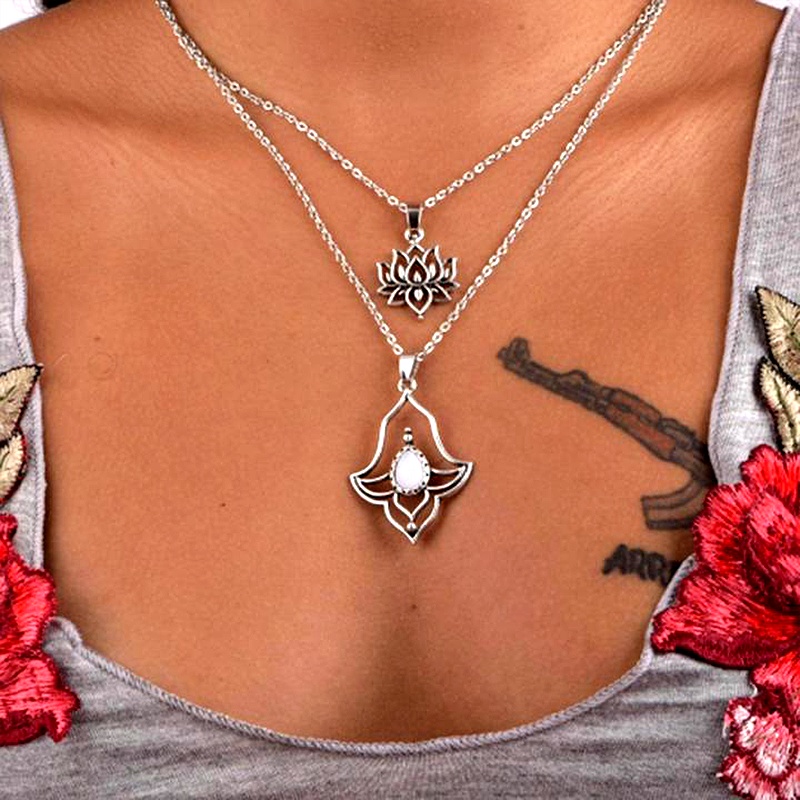 ラテン・アジアン・エスニック ダブルチェーンのネックレス ホワイトアクリル アジャスター メンズ レディース