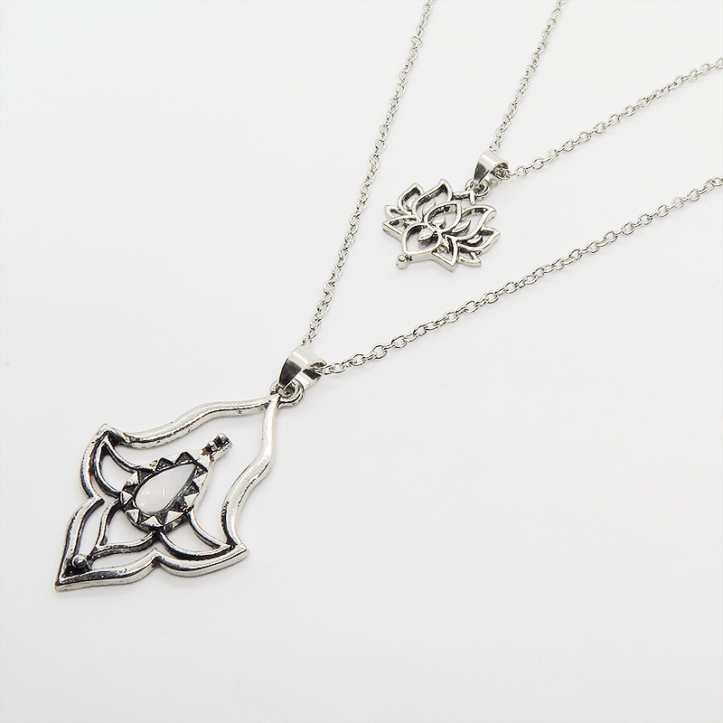 ラテン・アジアン・エスニック ダブルチェーンのネックレス ホワイトアクリル アジャスター メンズ レディース