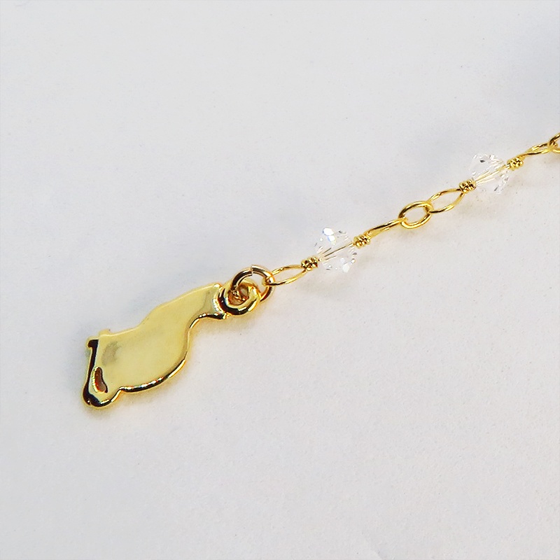 14KGF 猫モチーフネックレス 大粒花びらのスワロフスキー レモンクオーツ シルバー925 14金ゴールドフィルド