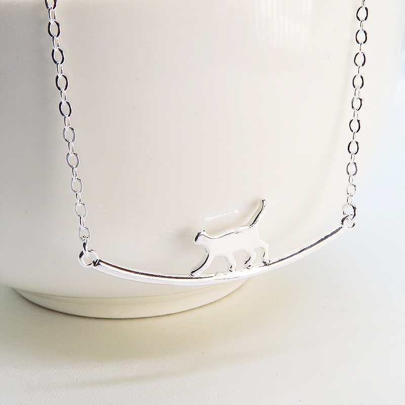 【再販】シルバー925 猫ネックレス 猫が歩くモチーフの大人可愛いネックレス アジャスター付