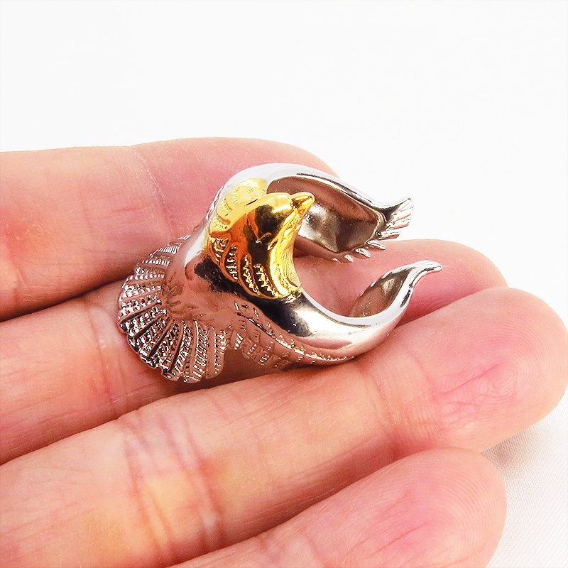 シルバー925メッキ加工 ステンレス鋼 イーグル リング ヴィンテージフライングリング ウィング オープンリング