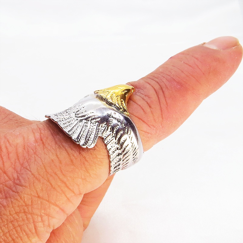 シルバー925メッキ加工 ステンレス鋼 イーグル リング ヴィンテージフライングリング ウィング オープンリング