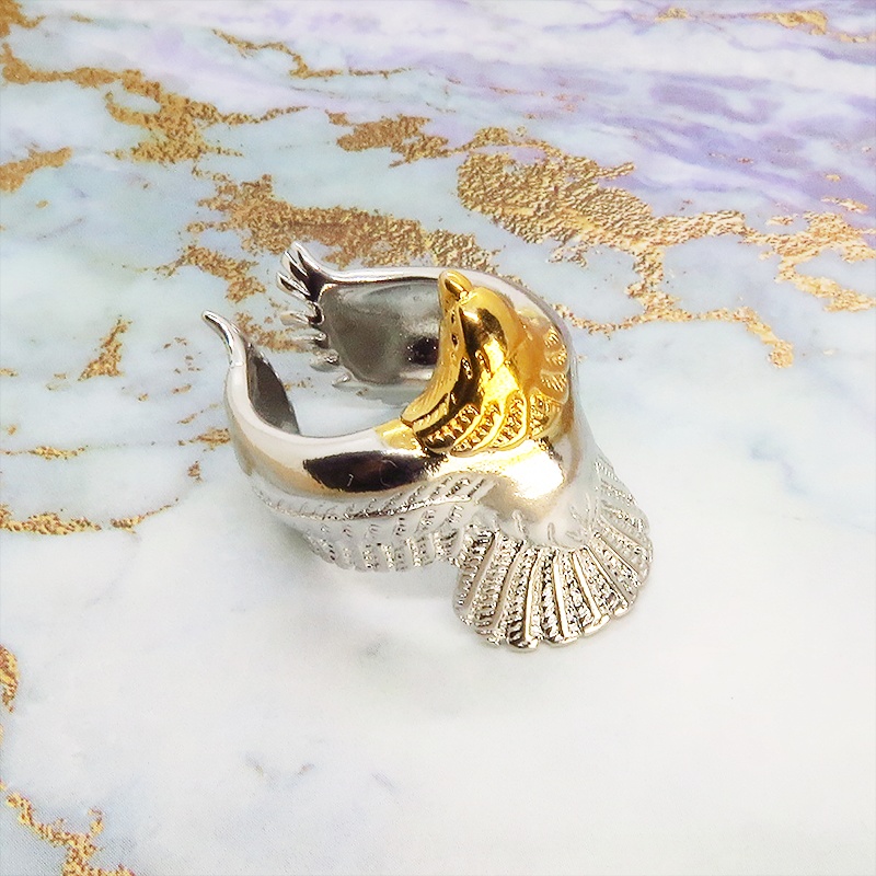 シルバー925メッキ加工 ステンレス鋼 イーグル リング ヴィンテージフライングリング ウィング オープンリング