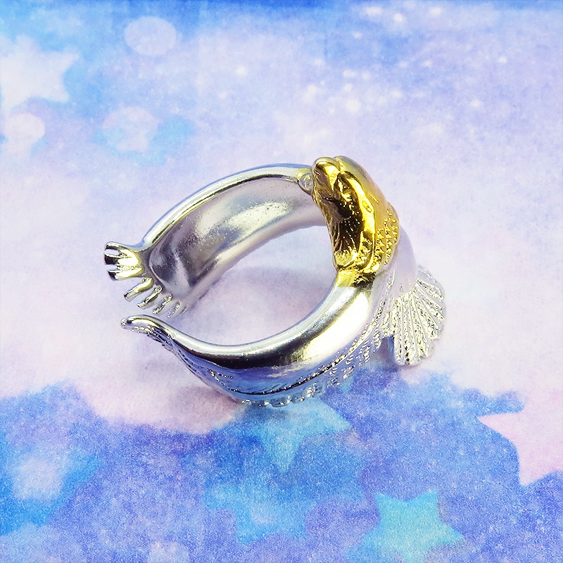 シルバー925メッキ加工 ステンレス鋼 イーグル リング ヴィンテージフライングリング ウィング オープンリング