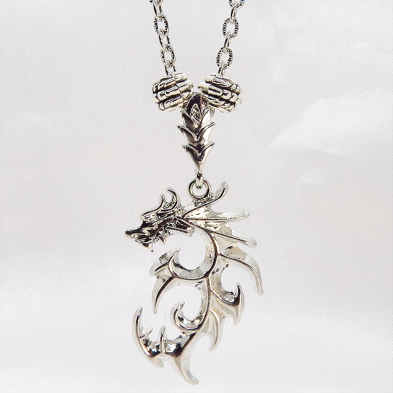 シルバードラゴンのネックレス 銀龍 シルバー925PLD 模様付チェーン アジャスター付 長さ調整可