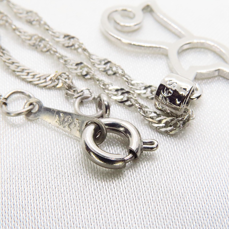 シルバー925 猫シルエットモチーフのシンプルで可愛いネックレス スターリングシルバー