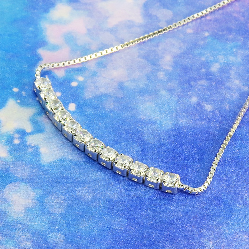 シルバー925 キュービックジルコニア ビジュー ブレスレット チェーン 繊細 アジャスター レディース