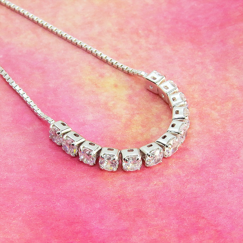 シルバー925 キュービックジルコニア ビジュー ブレスレット チェーン 繊細 アジャスター レディース