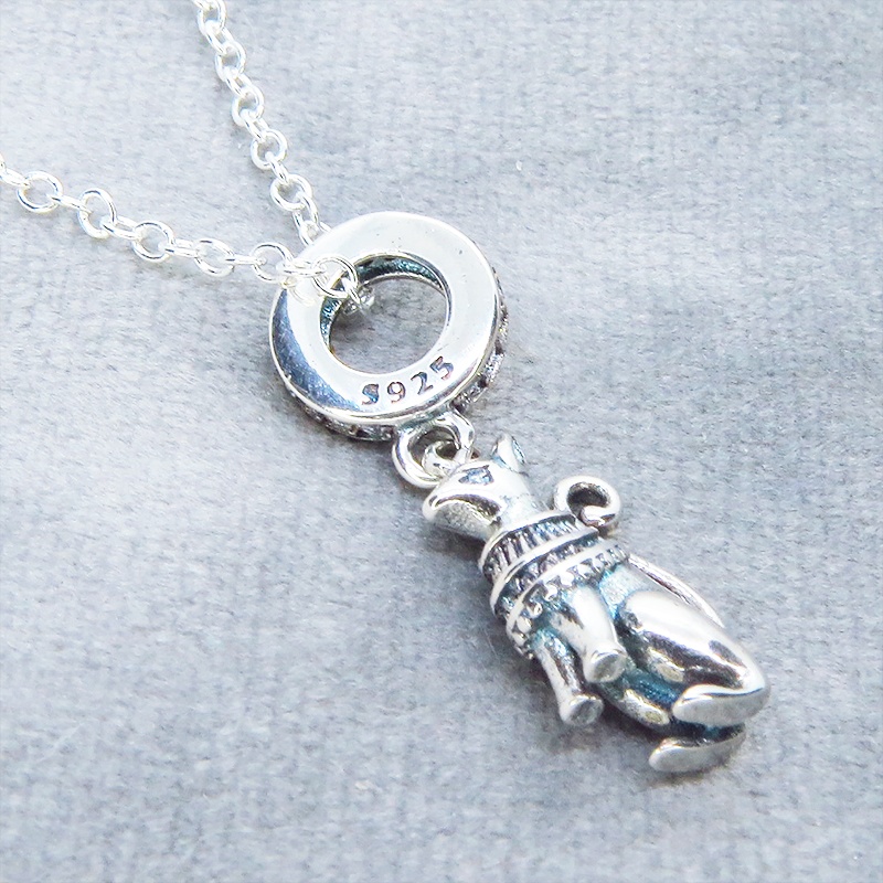 【再販4】シルバー925 バステト 猫の神様 エジプト神 猫モチーフネックレス キュービックジルコニア オリエンタル 立体