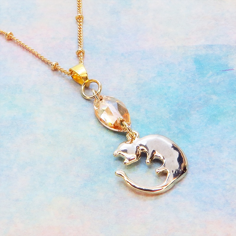 Alice in Wonderland ペンダント, 猫, ピンク, ロジウム・プレー