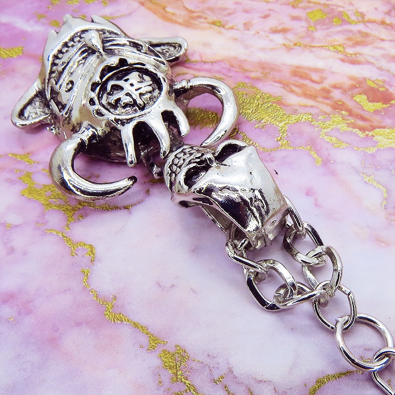 アンティークシルバー メンズ キーホルダー ドクロ 武者 侍 サムライ カブト ロック パンク