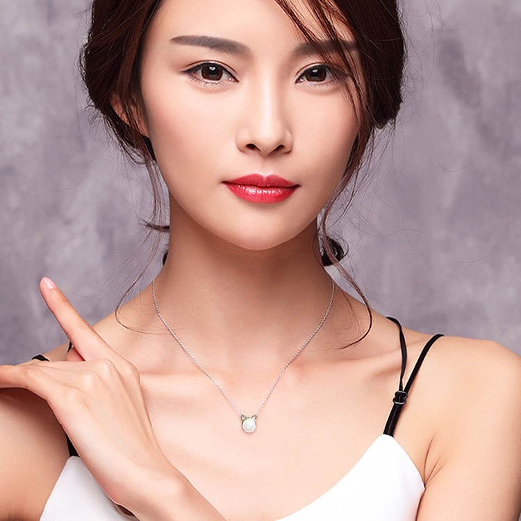 シルバー925 シンプルにさり気なく大人可愛い猫耳パールのネックレスとピアスのセット 淡水パール アジャスター追加可