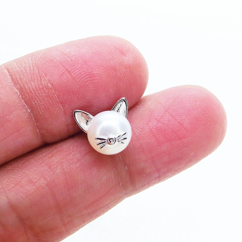 セット販売 シルバー925 ヒゲつき猫耳パールの可愛いピアス・ネックレスのセット 淡水パール