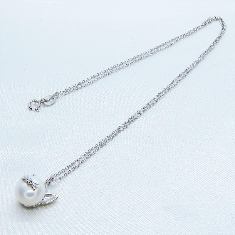 セット販売 シルバー925 ヒゲつき猫耳パールの可愛いピアス・ネックレスのセット 淡水パール